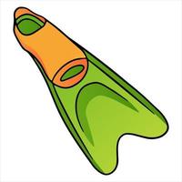 Sommerartikel Flossen Tauchen zum Schwimmen gelb mit Grün im Cartoon-Stil vektor