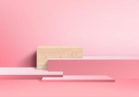 minimal rosa podium och scen med 3d renderar vektor i abstrakt bakgrundskomposition 3d illustration håna scen geometri form plattformsformer för produktvisning scen för produkt i modern