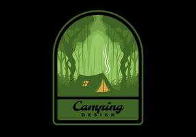 färgrik platt illustration av camping i de djungel vektor