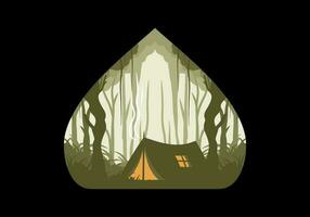 färgrik platt illustration av camping i de djungel vektor