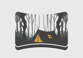 Camping Zelt im ein dicht Wald eben Illustration vektor