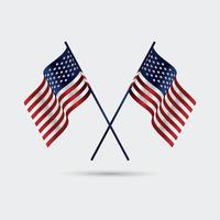 Zwei realistische USA-Flaggen kreuzten sich vektor