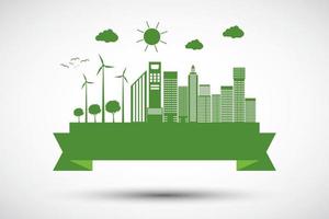 Ökologiestadtkonzept und Umwelt mit umweltfreundlichen Ideen vektor