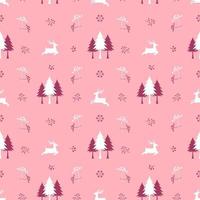 niedliches nahtloses Weihnachtsmuster mit Rentieren auf rosa Hintergrund vektor