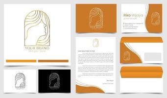 Beauty- und Fashion-Logo mit Line-Art-Stil und Corporate Identity vektor