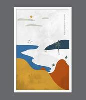 moderne abstrakte minimalistische Meeressommerszene Vektorillustration mit Hintergrund geeignet für Bücher umfasst Broschüren Flyer soziale Beiträge etc. vektor