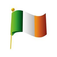 Weißer Hintergrund der irischen Nationalflaggenikone im detaillierten Stil vektor