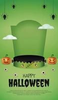 sociala medier instagram berättelse banner med 3d produkt display zombie podium special edition halloween vektor