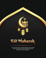 schöner realistischer schwarz-goldener Ramadan-Kareem-Hintergrund mit Laternen vektor