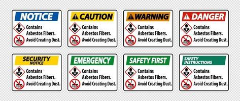 Etikett enthält Asbestfasern vermeiden Staubbildung vektor