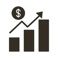 statistikfält och mynt dollar silhuett stilikon vektor