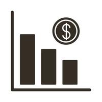 statistikfält och mynt dollar silhuett stilikon vektor