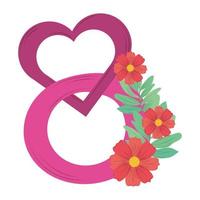 Frauentag rosa Herzblumen Naturdesignvektor vektor