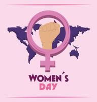 kvinnors dag näve i kön kvinnlig världsbakgrund vektor