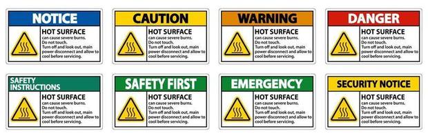 heißes Oberflächenzeichen auf weißem Hintergrund vektor