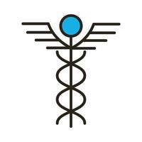 caduceus medicinsk symbol linje och fyll stil ikon vektor