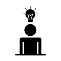 affärsman figur med lampa siluett stil ikon vektor