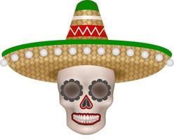 mexikansk skalle med sombrero vektor