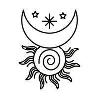 Mond und Sonne Sternzeichen Symbol Linie Stilikone vektor