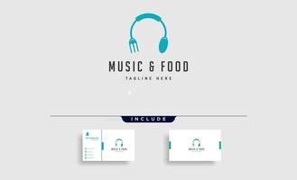 musik mat enkel platt logo design vektor illustration ikon element logotyp med visitkort