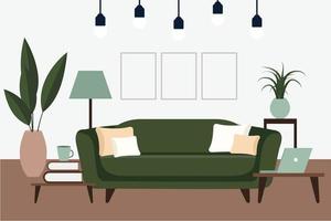 elegant lägenhet interiör i skandinavisk stil med modern inredning mysigt möblerat vardagsrum vektor