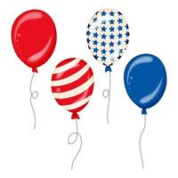 fliegende glänzende USA-Flaggenmusterballons mit 4. Juli vereinigten erklärten Unabhängigkeitstag amerikanischer Nationalfeiertagskonzept-Vektorillustration vektor