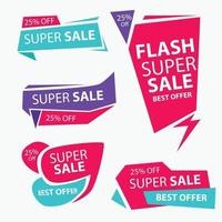 försäljning banners och prislapp etiketter säljer kort och rabatt klistermärke flerfärgad vektor