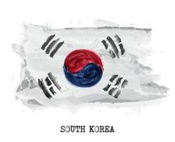 Aquarellmalerei Flagge von Südkorea Vektor