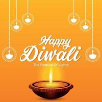 glad diwali indisk festival med kreativ diwali diya diwali festival av ljus vektor