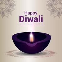 glückliche diwali indische Festivalfeier-Grußkarte mit diwali diya vektor