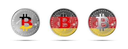 tre bitcoin-kryptomynt med tysklands flagga pengar i den framtida moderna kryptovalutavektorillustrationen vektor