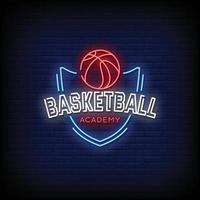 Basketball Akademie Neonschilder Stil Text Vektor