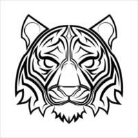 Schwarzweiss-Linienkunst des Tigerkopfes gute Verwendung für Symbolmaskottchenikone-Avatar-Tätowierungs-T-Shirt-Design-Logo oder irgendein Design vektor