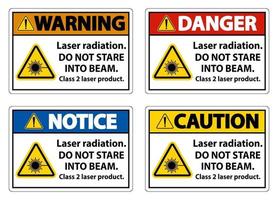 laserstrålning stirrar inte in i strålklass 2 laserproduktskylt vektor