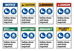 Sicherheitsschuhe und Weste mit Ppe-Symbol erforderlich vektor