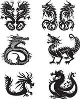 svart drake silhuett vektor illustration