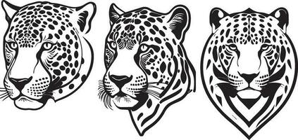 schwarz Jaguars Kopf Silhouette Vektor Kunst