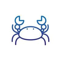 Krabben Krebstier Tier Meeresleben dicke Linie blau vektor