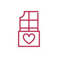 glückliche Valentinstag süße Schokoriegel Herz rote Linie Design vektor