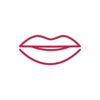 glad Alla hjärtans dag söta kvinnliga läppar röd linje design vektor