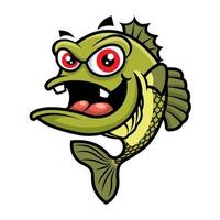 Cartoon niedlichen großen roten Augen Bassfisch Charakter vektor