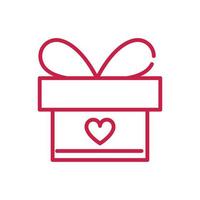 glücklicher Valentinstag verpackte Geschenkbox Herzdekoration rote Linie Design vektor