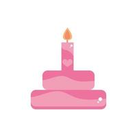 Glücklicher Valentinstag süßer Kuchen mit Kerzenfeier rosa Design vektor