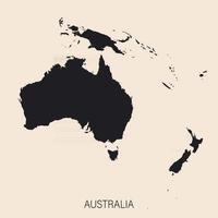 die politisch detaillierte Karte des australischen Kontinents mit Ländergrenzen vektor