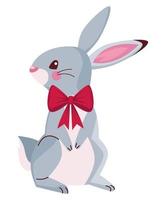 süßes kleines Kaninchen mit Weihnachtsbogen vektor