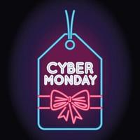 Cyber Montag Verkauf Neonlicht mit Tag hängen vektor