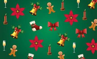 glückliche frohe Weihnachtskarte mit Satzikonenmuster vektor