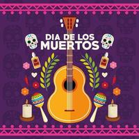 dia de los muertos Feierplakat mit Schädelpaar und Satzikonen vektor