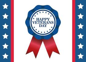 Happy Veterans Day Feier mit Schriftzug in Medaille vektor