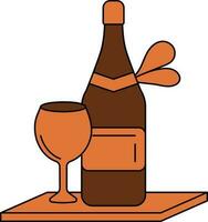 Champagner Flasche mit Glas Symbol im braun und Orange Farbe. vektor